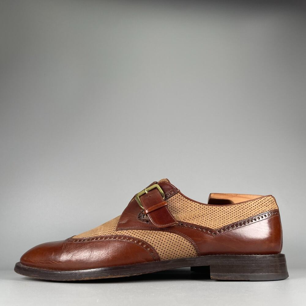 Mezlan Yucatan Size 8.5 M Brown Leather Monk Strap Loafers Dress Shoe Casual GUC